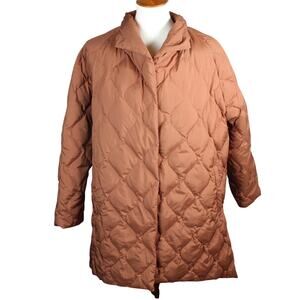 Orolay Down Puffer Jacket Womens Medium Brown Oversized Quilted Lightweight